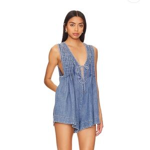 Free People Webster Romper in Falling Rain Wash